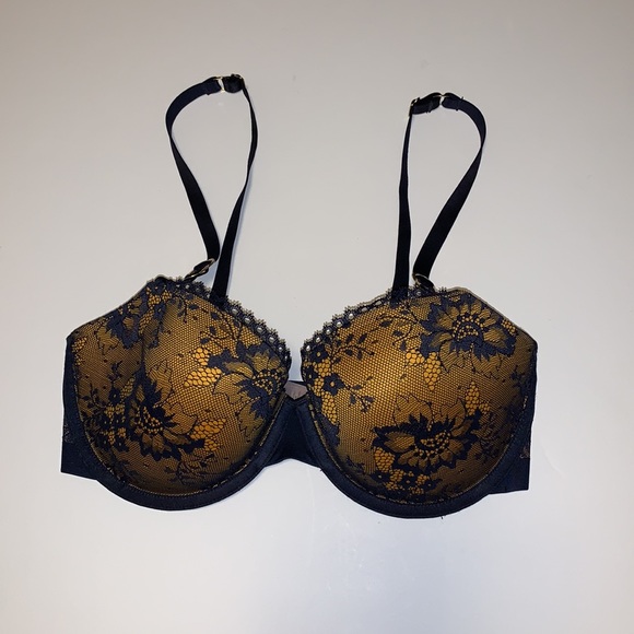 Stella McCartney Navy Blue and Golden Yellow Lace Bra - Women’s Size 32E / E32 - Picture 2 of 11